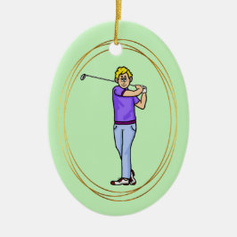 Blonde Male Golfer Personalisiertes Ornament
