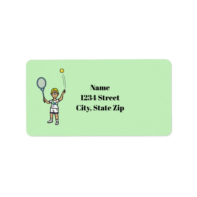 Blonde Male Tennis Player Address Labels Adressaufkleber (Vorne)