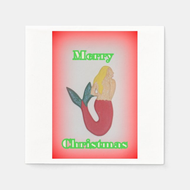 blonde Meerjungfrau Fröhliche Weihnachtsapplikatio Serviette (Vorderseite)