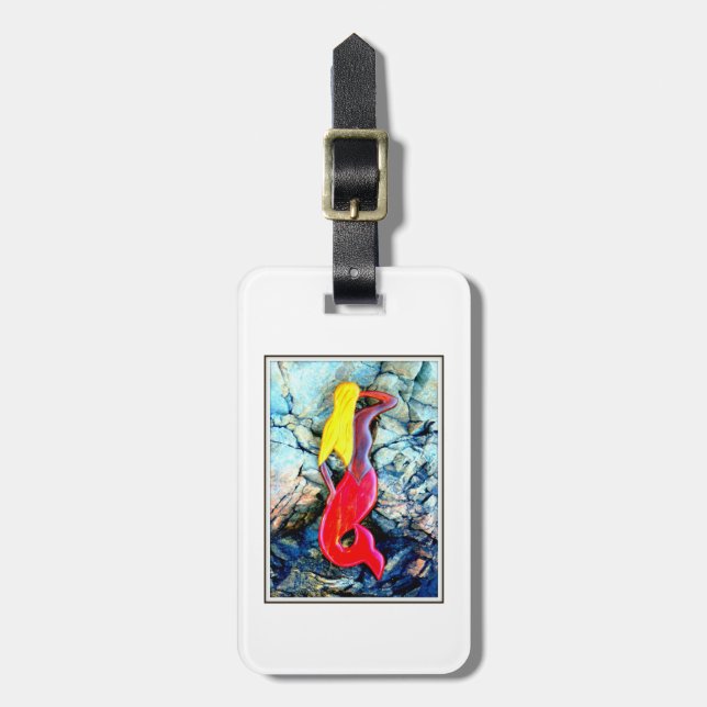 blonde Meerjungfrau Gepäckanhänger (Vorderseite vertikal)