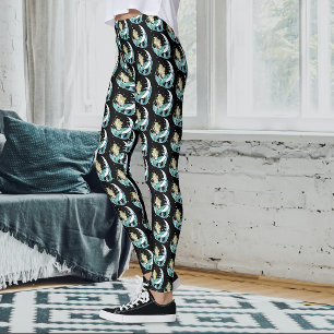 Blonde Meerjungfrau Halbmond Fantasy Art Deco Leggings