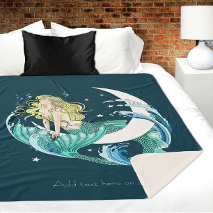 Blonde Meerjungfrau Halbmond Fantasy Art Deco Sherpadecke