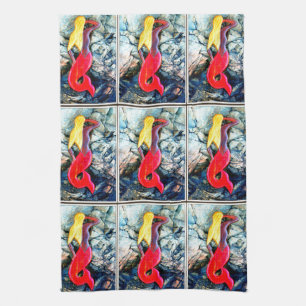 blonde Meerjungfrau im Rot Handtuch