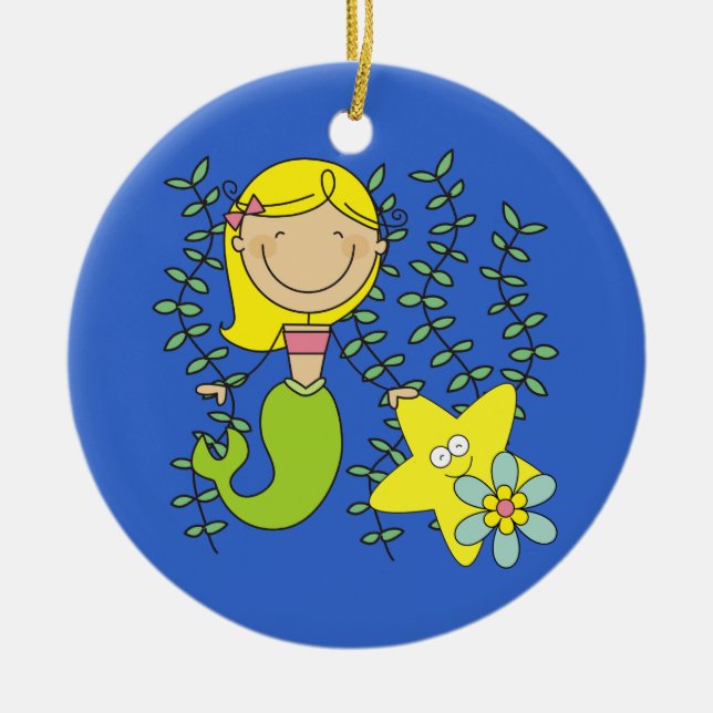 Blonde Meerjungfrau Keramikornament (Vorne)