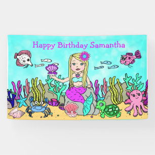 Blonde Meerjungfrau unter dem Meer Geburtstagsbann Banner
