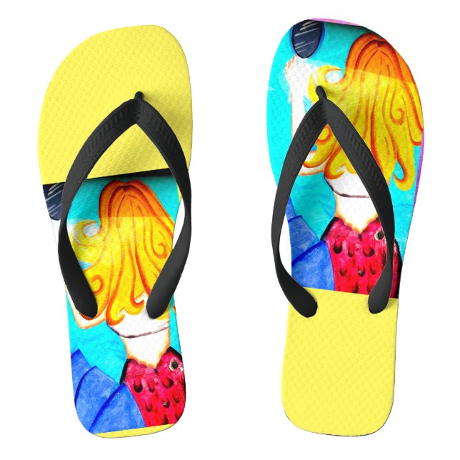 blonde Meerjungfrauen gelb Flip Flops (Fußbett)