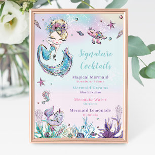 Blonde Mermaid Geburtstag Signature Cocktail Menü Fotodruck