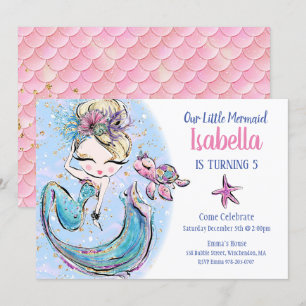 Blonde Mermaid Geburtstagsparty Einladung