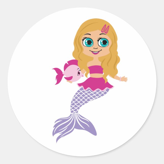 Blonde Mermaid Girl Sticker - Gastgeschenk (Vorderseite)