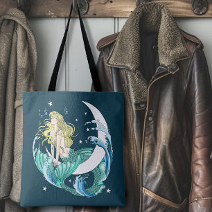 Blonde Mermaid Moon Fantasy Art Deco