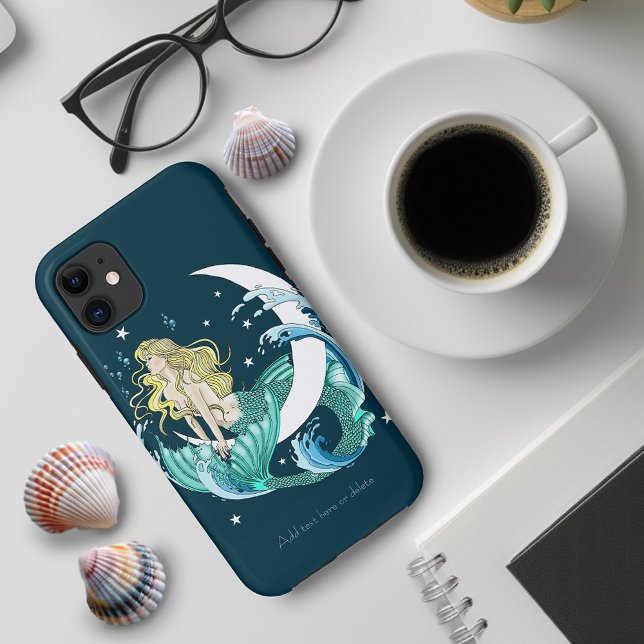 Blonde Mermaid Moon Fantasy Art Deco Case-Mate iPhone Hülle (Von Creator hochgeladen)