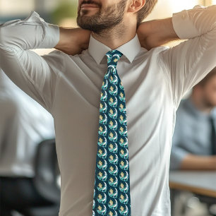 Blonde Mermaid Moon Fantasy Art Deco Krawatte