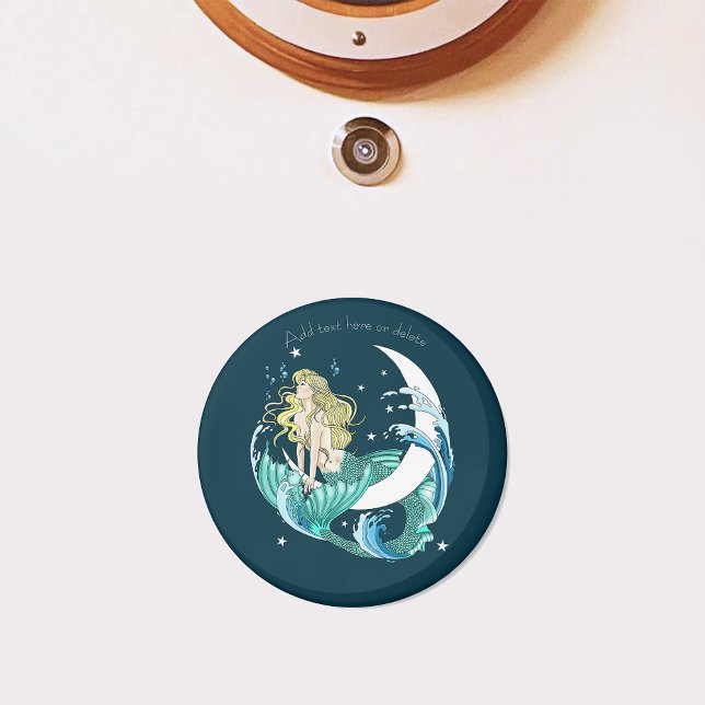 Blonde Mermaid Moon Fantasy Art Deco Magnet (Von Creator hochgeladen)