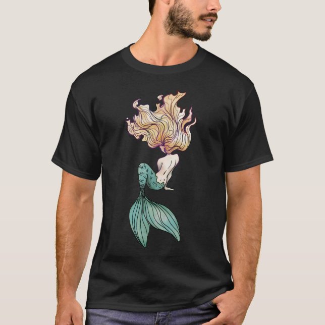 Blonde Mermaid Sticker T-Shirt (Vorderseite)