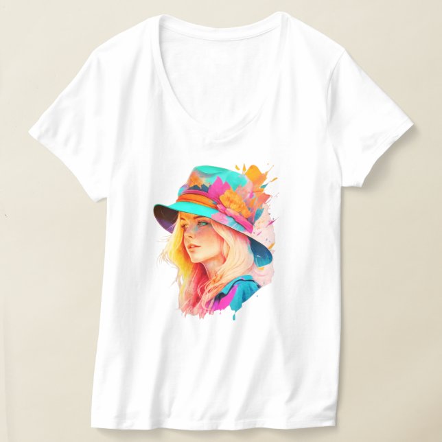 Blonde mit einem großen Hut T-Shirt (Ablage )