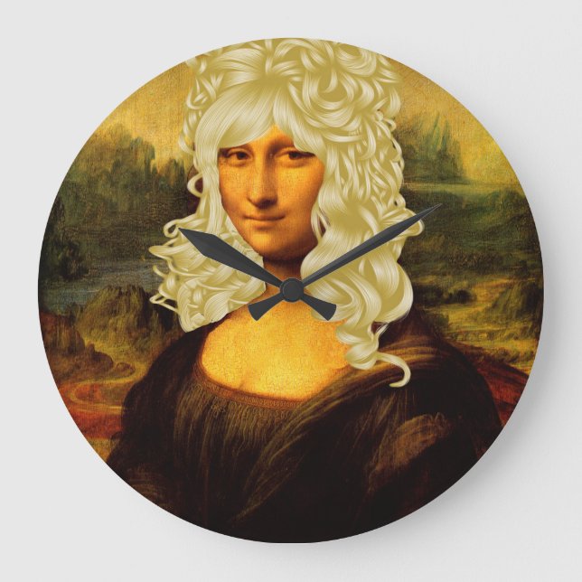 Blonde Mona Lisa Große Wanduhr (Vorderseite)