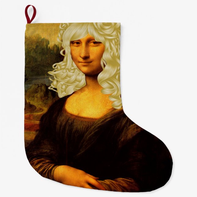 Blonde Mona Lisa Großer Weihnachtsstrumpf (Vorderseite)