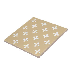 Blonde Neutral Fleur de Lys Fliese