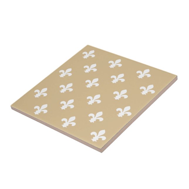 Blonde Neutral Fleur de Lys Fliese (Seite)