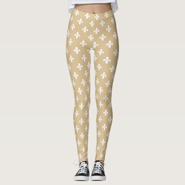 Blonde Neutral Fleur de Lys Leggings (Vorderseite)