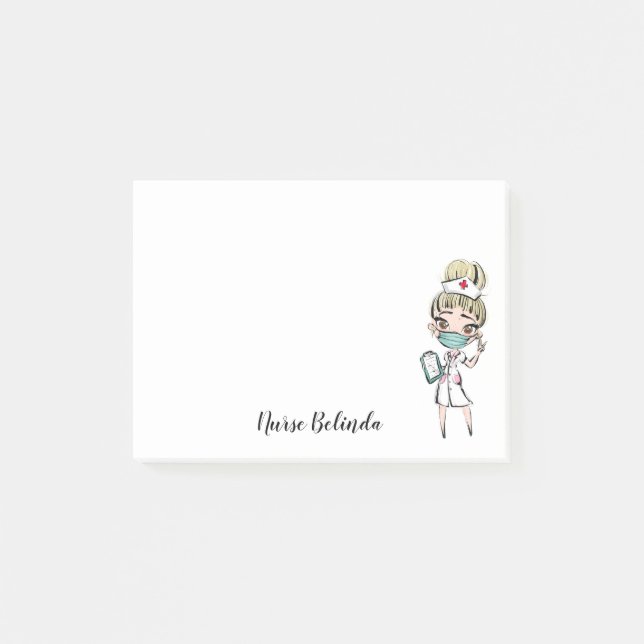 Blonde Nurse Medical Personalisiert Post-it Notes Klebezettel (Vorderseite)