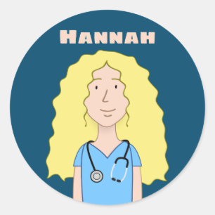 Blonde Nurse Runder Aufkleber
