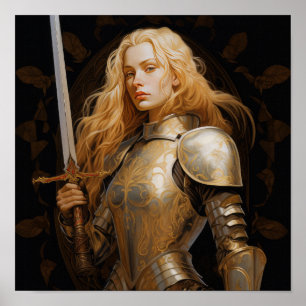 Blonde Paladin Poster: Inspirierend Kraft und Farb Poster