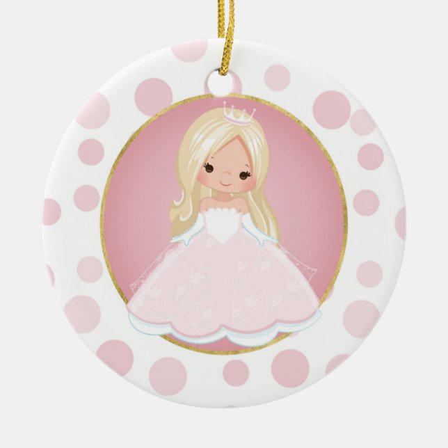 Blonde Pink Princess Keramik Ornament (Vorne)