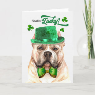 Blonde Pitbull Dog Feelin' Lucky St Patrick's Day Feiertagskarte