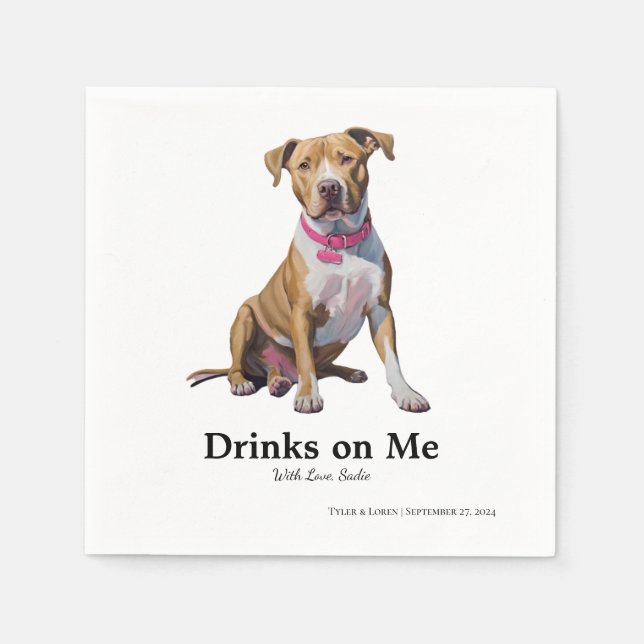 Blonde Pitbull Mix Cocktail Napkin Serviette (Vorderseite)