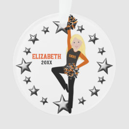 Blonde Pom Squad in Orange und Schwarz Ornament