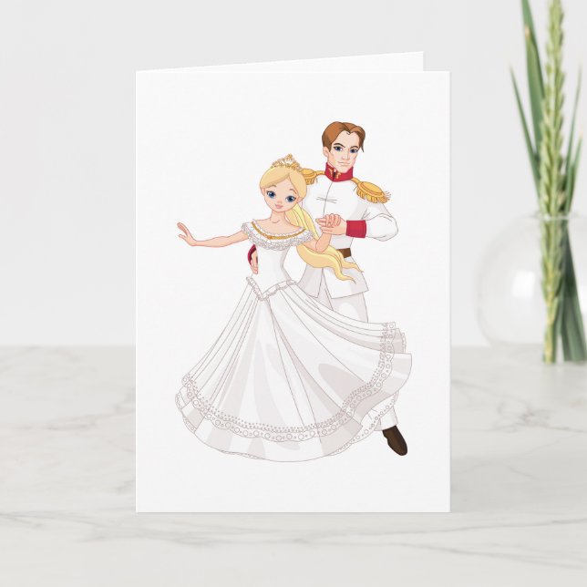 Blonde Princess and Charming Prince Fairytale Karte (Vorderseite)