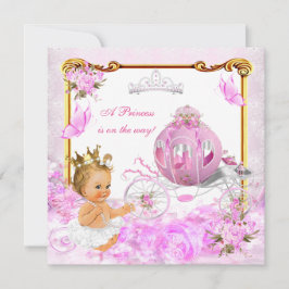 Blonde Princess Baby Dusche Rosa Gold Carriage Einladung