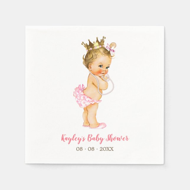 Blonde Princess Baby Shower Napkin (Ruffle Pants) Serviette (Vorderseite)