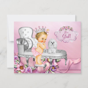 Blonde Princess Pearl Baby Dusche Einladung