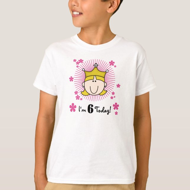 Blonde Prinzessin 6. Geburtstag T-Shirt (Vorderseite)