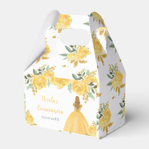 Blonde Prinzessin Gold Blumen Quinceanera Geschenkschachtel