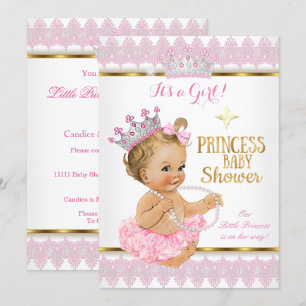 Blonde Prinzessin Mädchen Baby Shower Pink Gold Tu Einladung