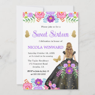 Blonde Prinzessin mexikanisches Blumenkleid Sweet Einladung