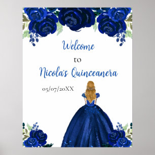 Blonde Prinzessin Navy Quinceanera Willkommen Poster