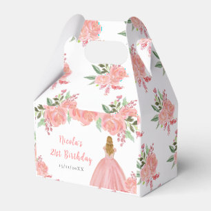 Blonde Prinzessin Pinke Blumen Geburtstagsfeier Geschenkschachtel