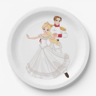 Blonde Prinzessin und charmanter Prinz Märchen Pappteller