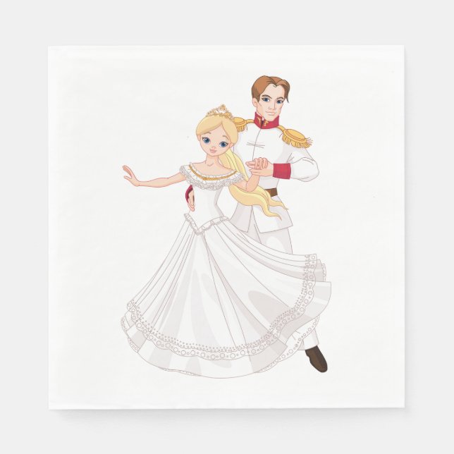 Blonde Prinzessin und charmanter Prinz Märchen Serviette (Vorderseite)