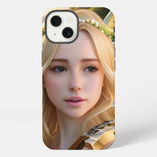 Blonde schöne Muse spielt eine Harfe iPhone 13 Hülle