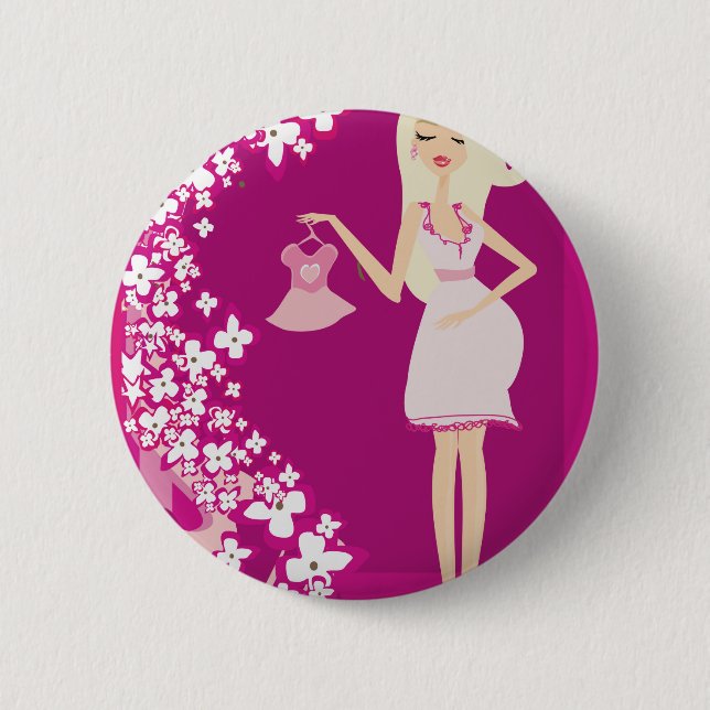 blonde schwangere Frau Button (Vorderseite)