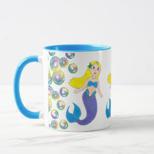 Blonde schwimmen Meerjungfrau Girl Bubbles Meer Tasse