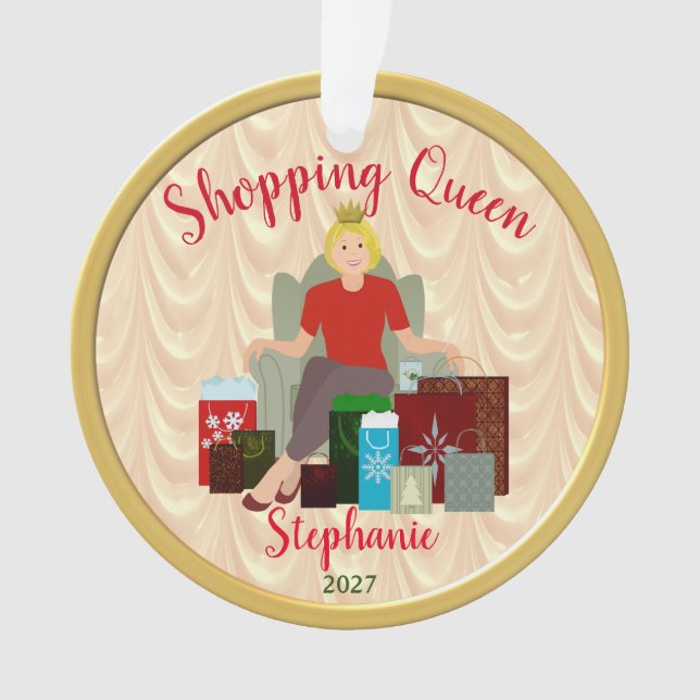 Blonde Shopping Queen Acrylic Ornament (Vorderseite)