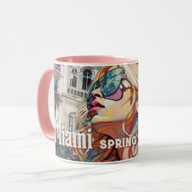 Blonde Sonnenbrille Miami Resort Pool Wasserfarbe Tasse (Vorderseite Links)
