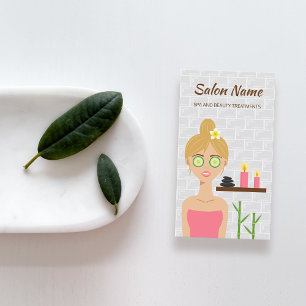 Blonde Spa Frau Illustration Day Spa Salon Visitenkarte