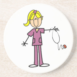 Blonde Stäbchenfigur Krankenschwester Sandstein Untersetzer